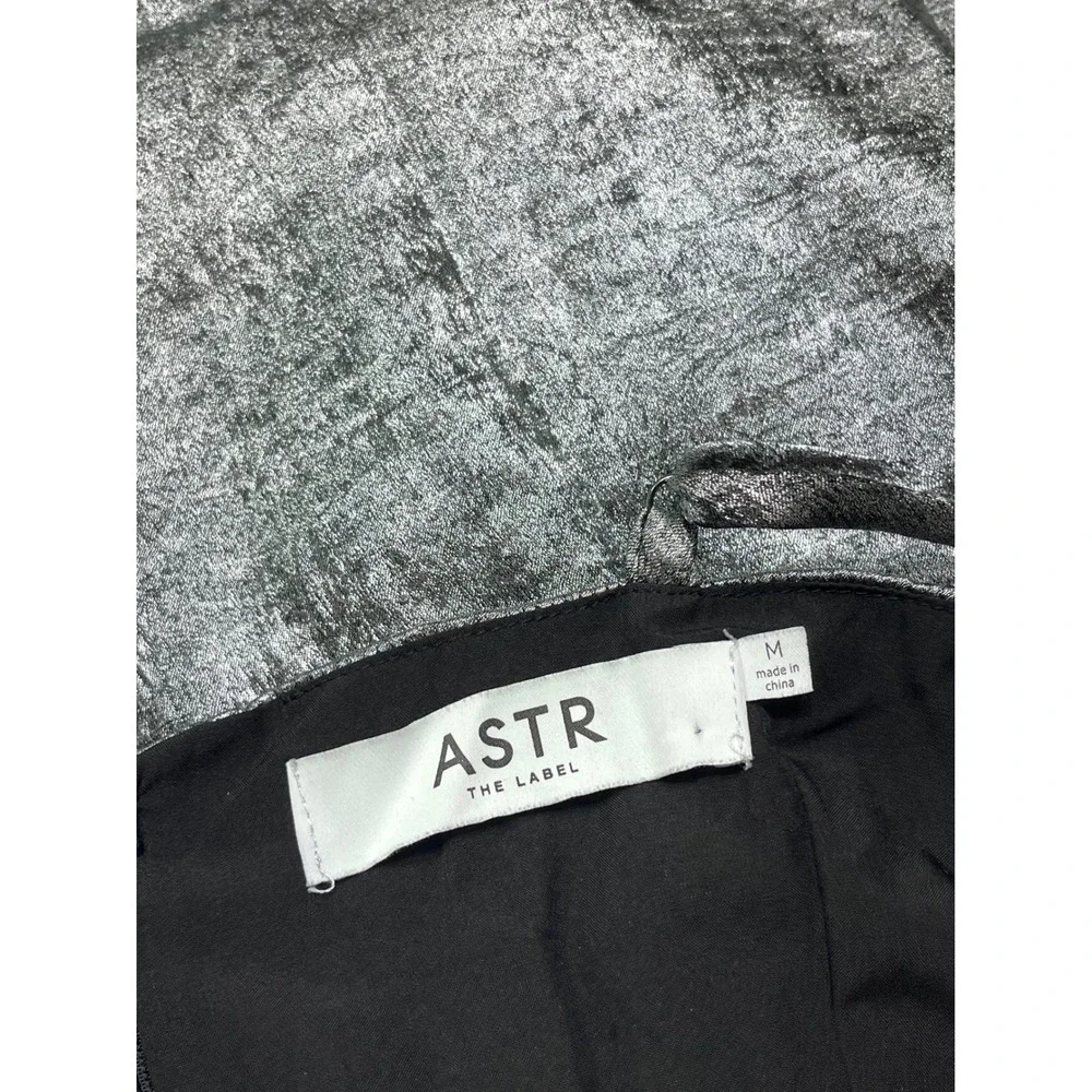 New ASTR the Label Silver Metallic Cowl Neck Ruched Mini Dress Size S